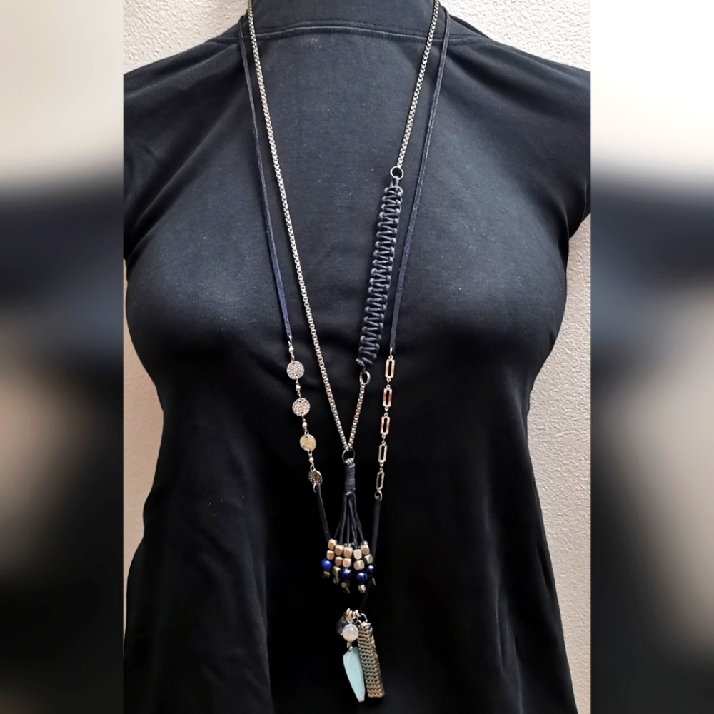 #45-Sandwich vintage long necklace